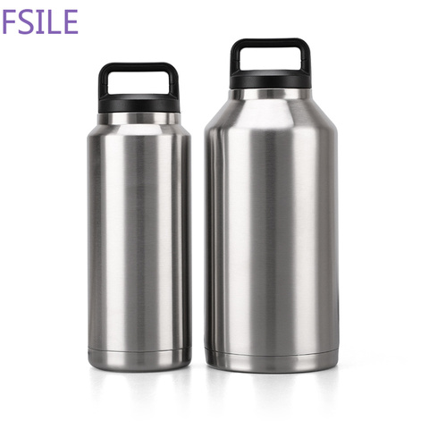 Taza de acero inoxidable de gran capacidad para coche, termo portátil de doble pared con aislamiento al vacío para viaje, 550/1100/2000ml ► Foto 1/6