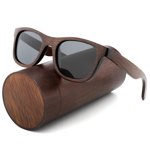 Lo mejor hecho a mano, gafas de sol de lujo para hombre y mujer, polarizadas, de cebra, Vintage, de madera de bambú, de alta calidad, con estuche para gafas ► Foto 1/6