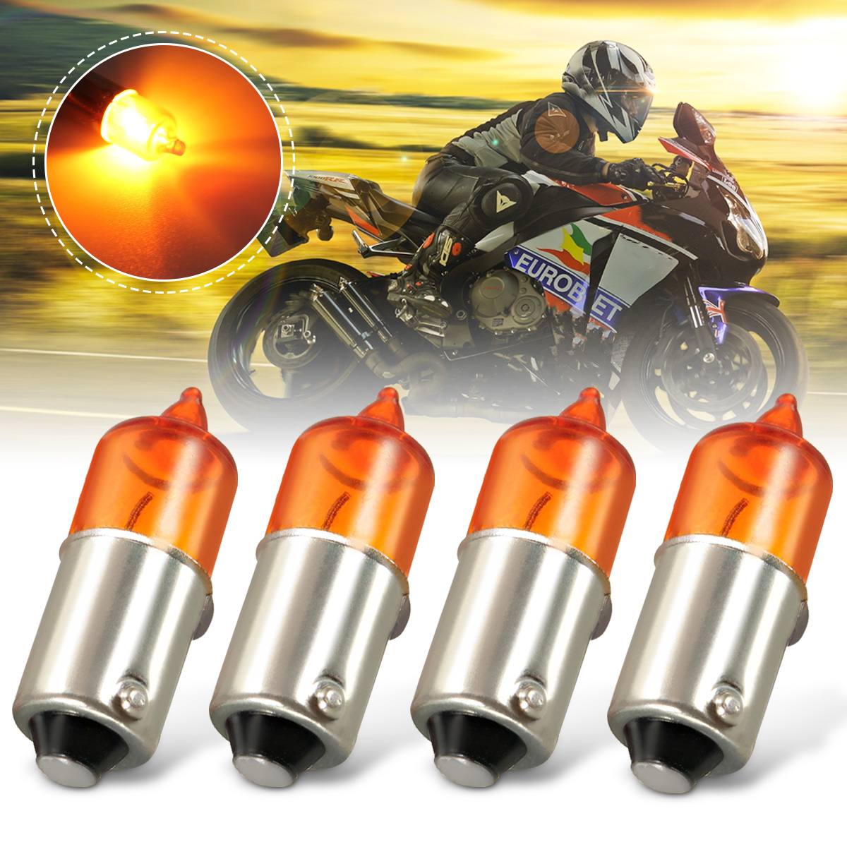 Mini bombillas de luz indicadora de giro en miniatura, Universal, ámbar, 12V, 21W, 4 Uds. ► Foto 1/6