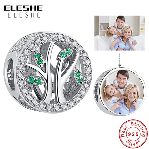 ELESHE-abalorio de foto personalizado Original, árbol de plata de la vida con cuentas de CZ, abalorio, pulsera, fabricación de joyas, 925 ► Foto 1/6