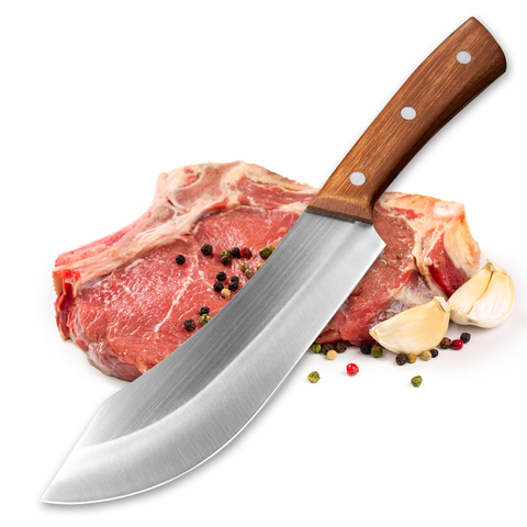 Cuchillo de carnicero de acero inoxidable para cortar carne, cuchillo de cocina afilado, cuchillo de Chef con mango cómodo ► Foto 1/6