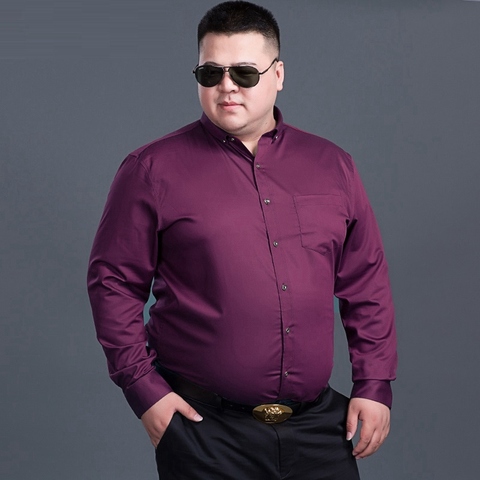 Camisas moradas de talla grande para hombre, camisas de manga larga 8XL 10XL, vestido de otoño, de boda 10XL 13XL, camisa formal de escenario negra ► Foto 1/6