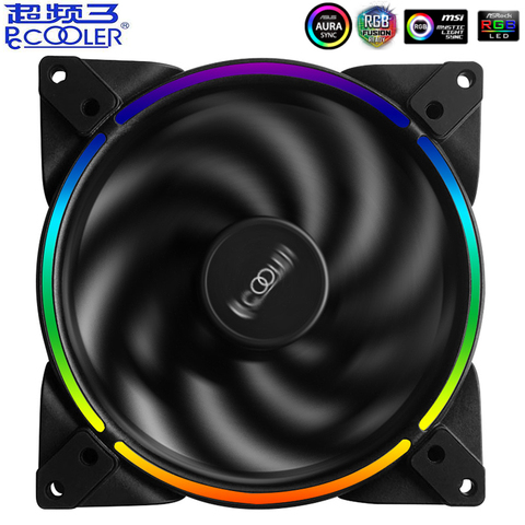 Pccooler RGB HALO 14cm, caja de ordenador, ajuste del ventilador de 4 pines y 3 pines RGB, ventiladores PWM silenciosos, 140mm CPU, refrigeración por agua, reemplaza el ventilador ► Foto 1/5