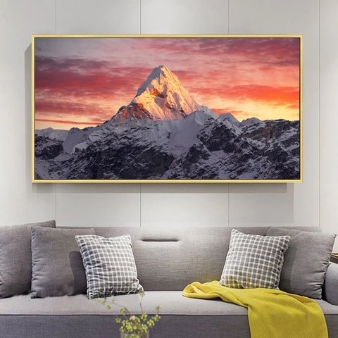 Everest Mountain-pintura de puesta del sol para decoración del hogar, pósteres e impresiones de paisaje, Cuadros, arte de pared para sala de estar ► Foto 1/6