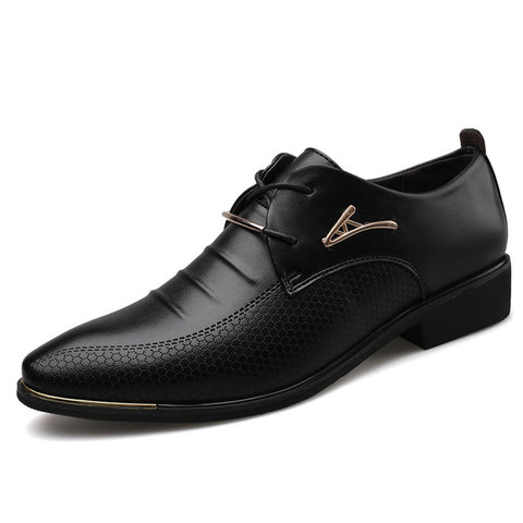 Hombres zapatos de cuero Formal vestido con cordón zapatos Oxfords moda Zapatos Retro ZAPATOS DE TRABAJO elegante calzado zapatos de vestir de los hombres 669 ► Foto 1/6