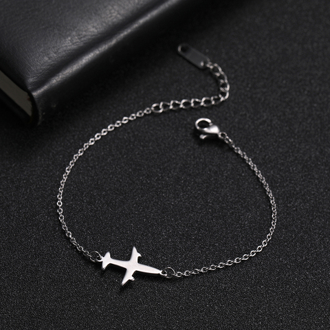 Skyrim-Pulsera con abalorio de avión de acero inoxidable para mujer, brazalete con cadena ajustable, regalo de joyería ► Foto 1/6