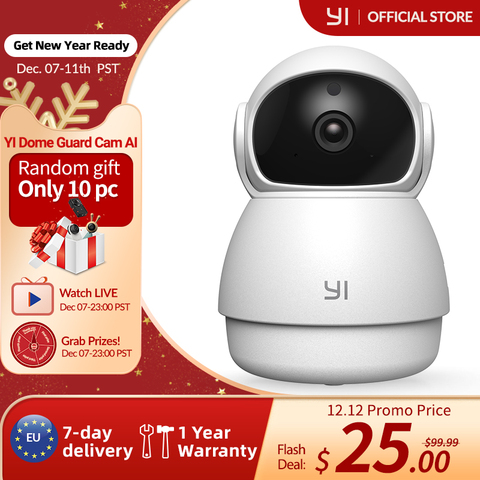 YI Cámara de Vigilancia 1080p Dome Guard Camara IP Sistema de Seguridad WiFi de Interior Full HD, Detección de Movimiento, Visión Nocturna, Audio de 2 Vias y Nube con App para iOS y Android (Blanco) ► Foto 1/6