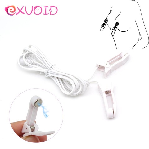 EXVOID de coqueteo juguetes accesorio de descarga eléctrica pinza para clítoris pezón estimulador pinzas Clips para labios juguetes sexuales para parejas ► Foto 1/5