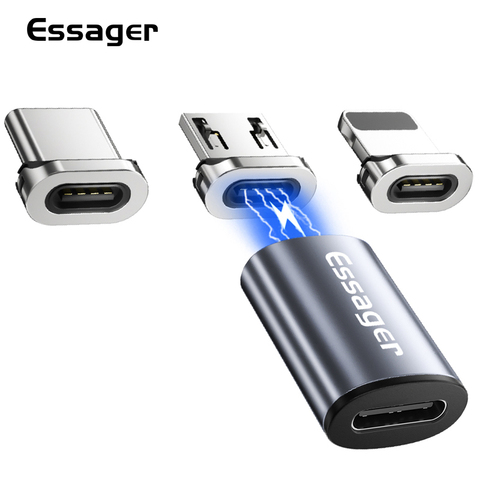 Essager-convertidor USB adaptador magnético Tipo C USBC hembra a Micro macho, conector magnético USB-C tipo C para iPhone, Oneplus, Xiaomi ► Foto 1/6