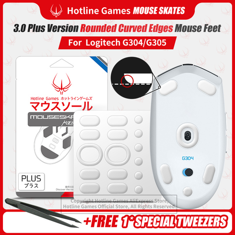 Hotline Games 3,0 Plus redondeado bordes curvos patines de ratón para Logitech G304 G305 Gaming Mouse feet pad reemplazo, 0,7mm ► Foto 1/6