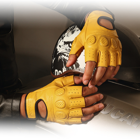 Guantes de piel de oveja para motocicleta, resistentes al agua, transpirables, para moto, scooter, chopper, anticaída, de cuero, para BMW, Harley ► Foto 1/6