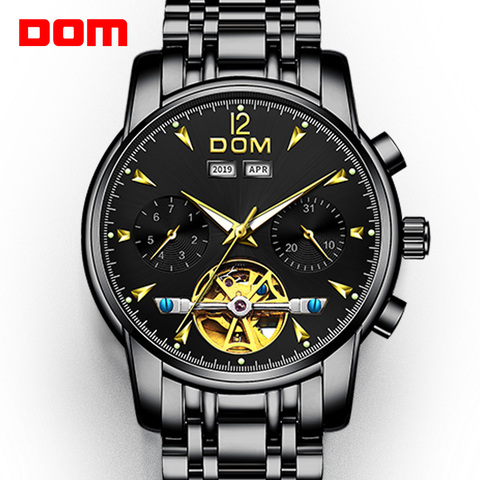 Reloj mecánico con esqueleto de diseño de moda para hombres, pulsera de acero transparente y manos luminosas para hombres, M-75BK-1MW de lujo de primera marca ► Foto 1/6