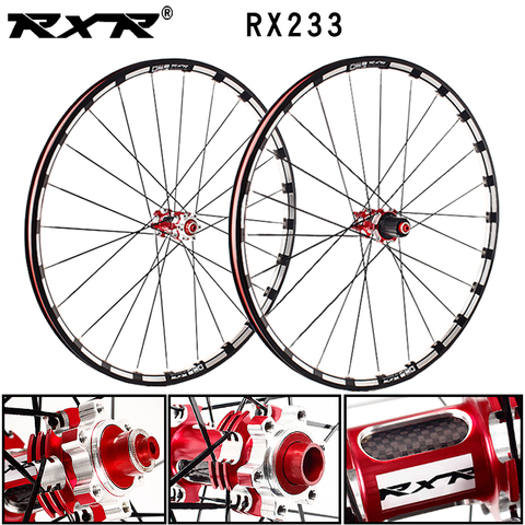 RXR-Bicicleta de Montaña todoterreno, ruedas de bicicleta de carbono, 26, 27,5, 29 pulgadas, freno de disco RX233, 5 rodamientos, eje pasante de 7 a 11S/rueda de bicicleta QR ► Foto 1/6