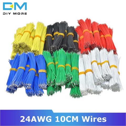 100 Uds 24AWG 10CM Tin-en placa de Cable de soldadura de PCB volar Cable de puente de cables conductores 1007-24AWG cables eléctricos ► Foto 1/6