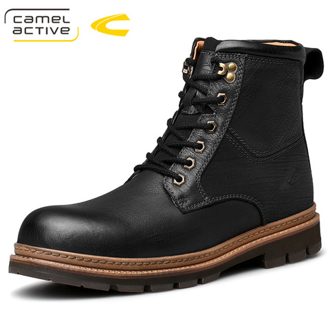 Camel activo nuevas botas de cuero genuino botas de nieve de moda Retro botas de herramientas de suela gruesa antideslizante zapatos de hombre de alta calidad ► Foto 1/6