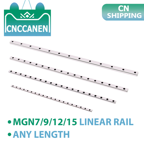 Guía lineal MGN7 MGN9 MGN12 MGN15, longitud de riel lineal en miniatura, 100mm-1000mm, sin bloque deslizante para piezas de impresora 3D CNC ► Foto 1/6