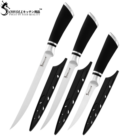 Cubiertas curvas para cuchillos de acero inoxidable para cocina, funda protectora para bordes de 6, 7 y 8 pulgadas, salmón, Sushi, cuchillo para filetear ► Foto 1/6