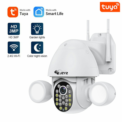 Cámara de iluminación inteligente Tuya, luz de inundación, disparador humanoide, PTZ, Wifi, IP, AI, seguimiento automático, Audio, 3MP, seguridad, videovigilancia ► Foto 1/6