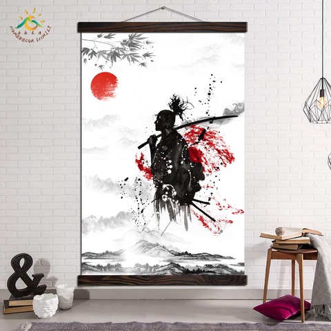 Lienzos de pintura impresos y pósteres, decoración de pared moderna para el hogar, sala de estar artísticas para Marco de Imágenes, Samurai japonés, Katana Warrior ► Foto 1/6