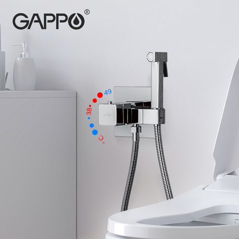 Gappo-grifo de bidé termostático cuadrado de latón, cabezal de ducha de mano, mezclador de grúa termostática cromado, G7207-40 de bidé de Ducha ► Foto 1/6