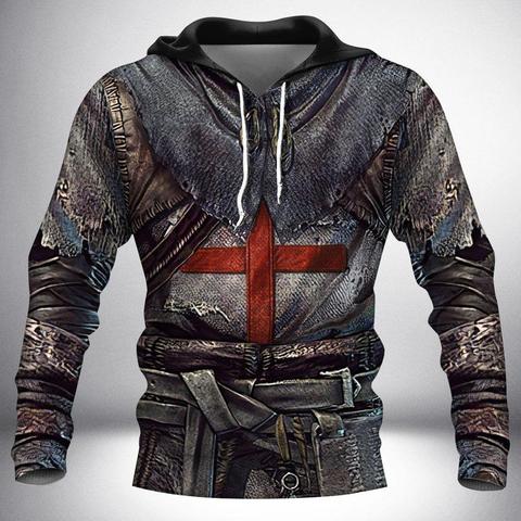 Sudadera con capucha de Knight Templar Armor para hombre y mujer, ropa para parte superior masculina, con estampado 3D, estilo Harajuku, informal, chaqueta, Jersey, KJ010 ► Foto 1/6