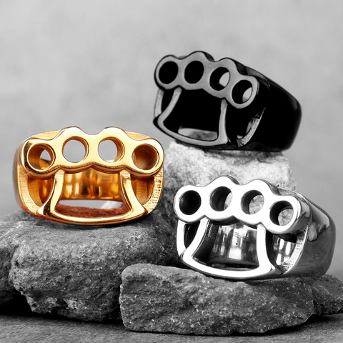 Anillos de acero inoxidable para hombre, nudillos de boxeo, creatividad, personalidad, accesorios de moda para novio, regalo de joyería ► Foto 1/6