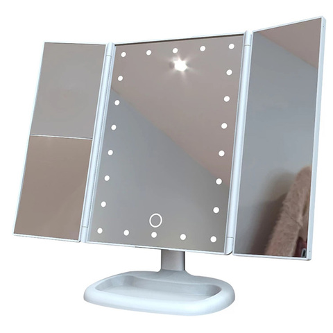 Espejo de maquillaje con luz LED para tocador, pantalla táctil Flexible de 3 colores, con aumento, batería USB, herramientas de maquillaje ► Foto 1/6