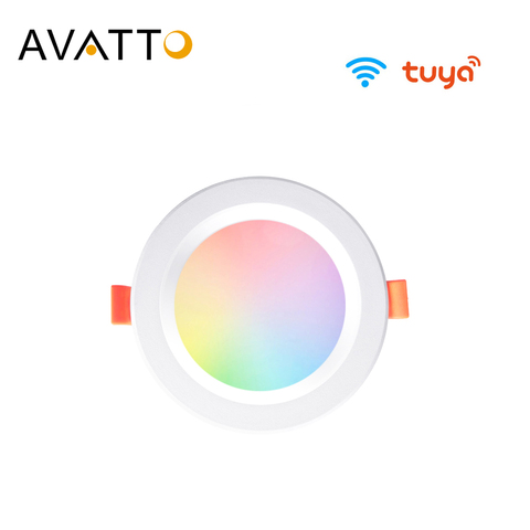 AVATTO Tuya inteligente LED WiFi descendente 7W 9W RGB Cool & blanco cálido hogar inteligente redondo proyector funciona con Alexa de Google ► Foto 1/6