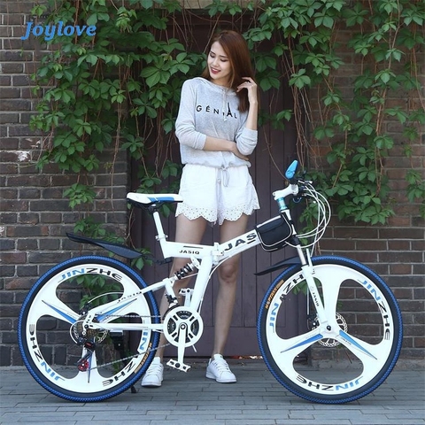 Bicicleta de Montaña JOYLOVE de 24/26 pulgadas, para adultos, estudiantes, velocidad Variable indefinida, coche plegable, freno de disco doble, bicicleta de absorción de golpes ► Foto 1/6