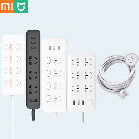 La nueva Xiaomi Mi Mijia casa electrónica de potencia de hembra de carga rápida USB 3 + 3 enchufes 6 estándar macho de extensión de interfaz UE nos ► Foto 1/6