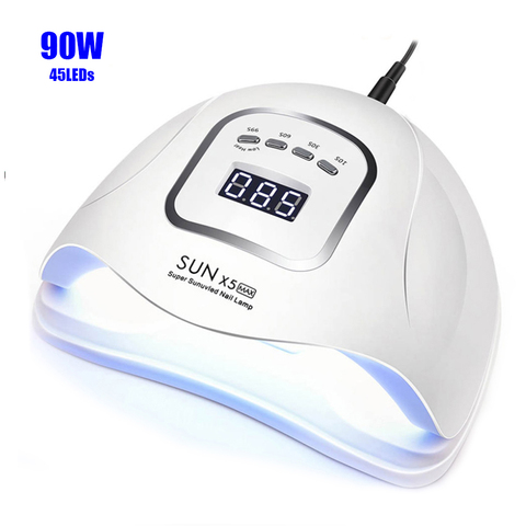 SUNX5 Max-Lámpara LED para secado de uñas, 45/36 LED UV para esmalte de gel, temporizador de 10/30/60/99s con autodetección, 90/72W ► Foto 1/6