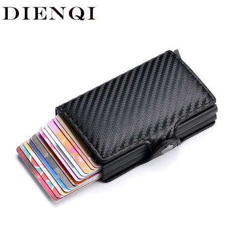 DIENQI2022-cartera Anti Rfid de lujo para hombre, billetera corta de cuero con doble tarjetero, Trifold, envío directo ► Foto 1/6