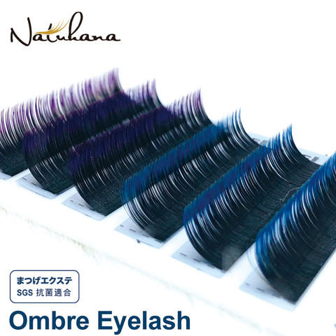 NATUHANA-extensiones de pestañas individuales de visón falso, 6 hileras, Color Azul, Morado, Pestañas postizas, salón profesional, Envío Gratis ► Foto 1/6