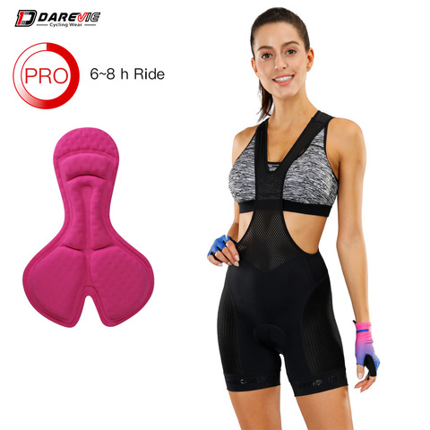 DAREVIE-pantalones cortos con pechera para ciclismo para mujer, Shorts con almohadilla de esponja 3D a prueba de golpes, transpirables, 6 horas, 1/3 ► Foto 1/6