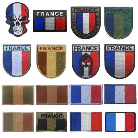 Parches bordados de bandera de Francia, banderas francesas de PVC, parches militares de estilo táctico apliques emblema de Calavera, insignias bordadas de goma ► Foto 1/6