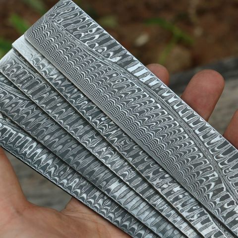 Hoja de cuchillo en blanco de acero inoxidable Damasco, HRC54-56 de barra de acero, bricolaje, 1 unidad ► Foto 1/6