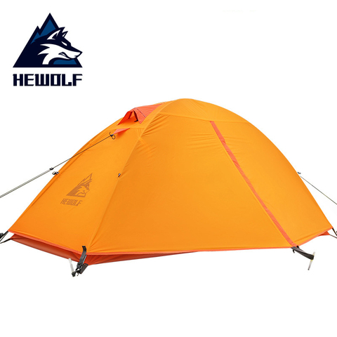 Hewolf-carpas de acampada de doble capa, poste de aluminio y nailon 20D, ultraligero, impermeable, para viajes al aire libre y ciclismo ► Foto 1/5