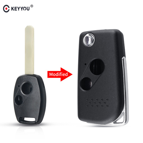 KEYYOU para Honda Accord cívica CRV ciudad piloto Jazz FR-V plegable modificado clave Fob 2/3 botón CR-V 2007 ► Foto 1/6