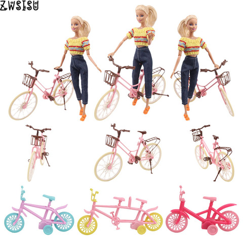 ZWSISU-Bicicletas de juguete para niñas, bicicletas de 4 estilos, rojo, amarillo, azul, colores mezclados, Fiesta al aire libre, accesorios para Barbies, Ken ► Foto 1/6