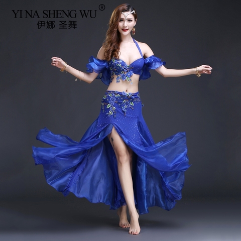 Conjunto de 2/3 Uds. De trajes de danza del vientre Oriental para mujer adulta, puesta en escena falda de danza del vientre, sujetador, cinturón, falda, ropa de danza del vientre ► Foto 1/6