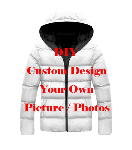 LIASOSO DropShip impresión 3D hombres mujeres Diy foto de diseño personalizado chaqueta de los hombres más cremallera de terciopelo caliente abajo niño lleno de abrigo ► Foto 1/1