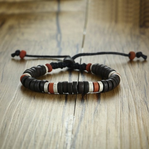 Pulsera con cuentas de piedra Natural Unisex, estilo Tribal africano antiguo, etnográfico, joyería de tamaño ajustable ► Foto 1/6