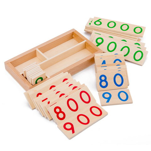 Números de madera Montessori para niños 1-9000, tarjeta de aprendizaje de matemáticas, ayuda en enseñanza preescolar, juguetes educativos para niños pequeños ► Foto 1/6