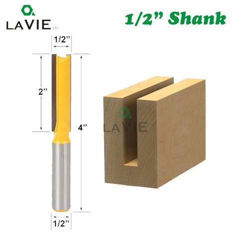 LAVIE 1pc 12mm 1/2 vástago Extra larga broca para ranuradora recta 2 