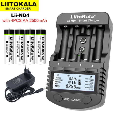 Liitokala-batería recargable de 1,2 V AA 2500mAh Ni-MH para pistola de temperatura, control remoto, ratón, juguete, baterías y cargador de Lii-ND4 ► Foto 1/1