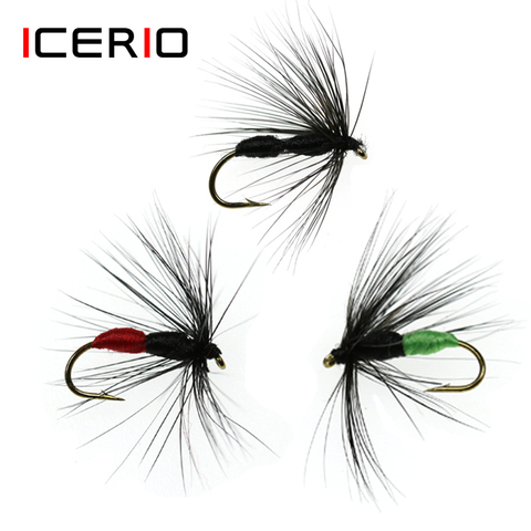 ICERIO 12 uds/rojo/verde/Negro hormiga mosca seca trucha señuelo de pesca cebos #10 ► Foto 1/4