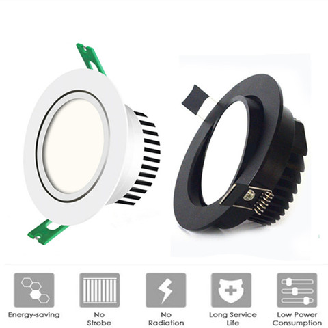 Luz descendente LED COB regulable, 5W, 7W, 10W, 12W, 15W20W30W, 85-220V, luz de luz LED empotrable de techo empotrada en vestíbulo, ángulo ajustable, lámpara redonda ► Foto 1/6