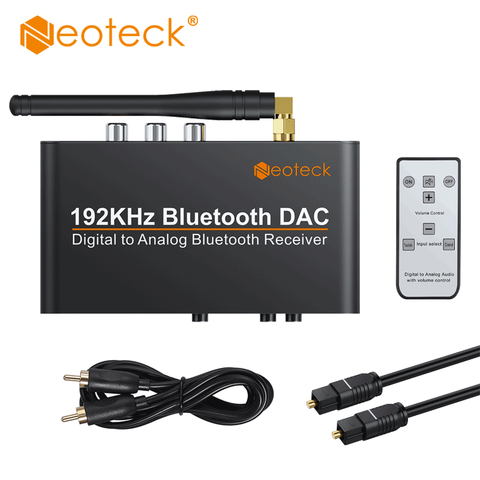 Neoteck, 192Khz, Bluetooth DAC con Control remoto integrado, Bluetooth V5.0, recibidor compatible con APT-X, AAC, SBC, DAC ► Foto 1/6