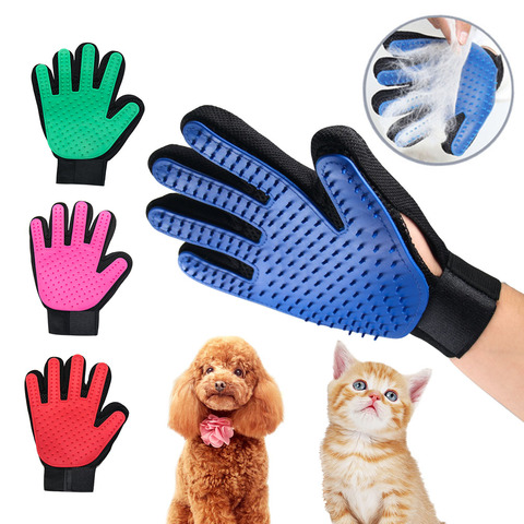 Guantes para quitar el pelo de gato, guante de aseo para mascotas, masaje efectivo, peines para perros, guantes para cepillar, 1 unidad ► Foto 1/6