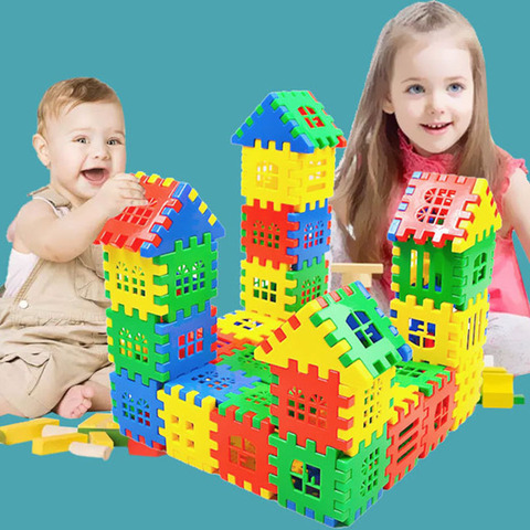 Bloques de construcción de plástico para niños, 100/140 Uds., juguete educativo divertido, bloques de Casa colorida, regalo de Navidad ► Foto 1/6